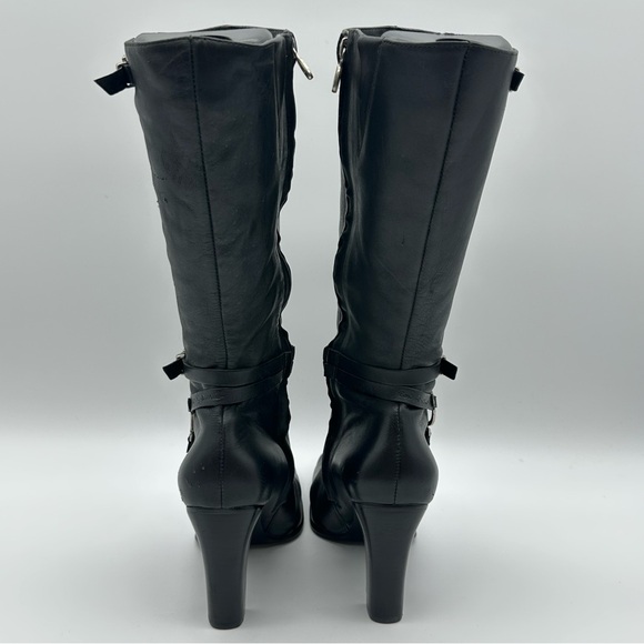 Harley-Davidson Black Leather Heeled Boots with Harness Ring - Picture 5 of 13